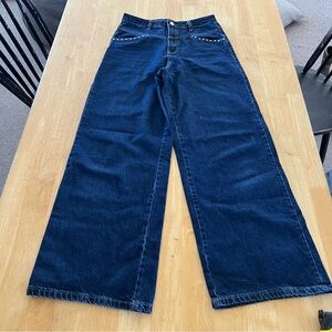 High-Rise Wide Leg Jeans in Dark Blue
